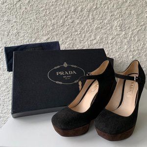 Prada Milano Suede Pumps with Strap Size 6.5 (EU 37)